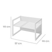 Banco de estilo rústico, blanco, se puede girar a 2 alturas de asiento o se puede utilizar como mesa para niños