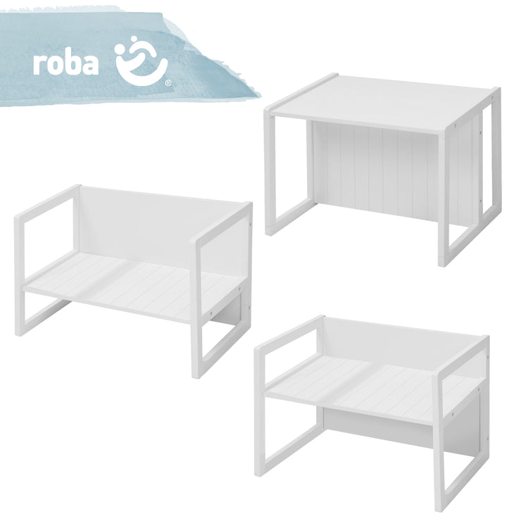 Banco de estilo country, blanco, girando en alturas de 2 asientos o como una mesa para niños