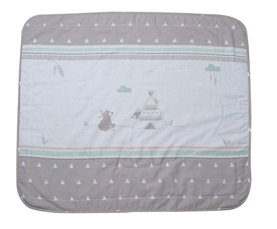 Babydecke 'Indibär', 2 seitig: 1x super weich, warm & flauschig, 1x 100 % Baumwolle