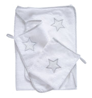 Serviette à serviette «petites étoiles», 3-PC., Terrye, serviette à capuche, serviette 30 x 30 cm, gant de toilette