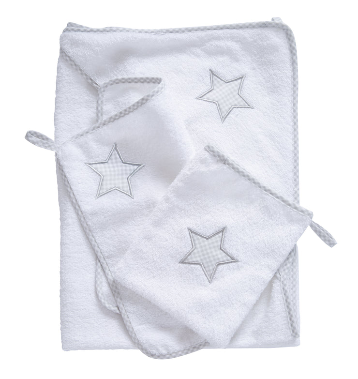 Serviette à serviette «petites étoiles», 3-PC., Terrye, serviette à capuche, serviette 30 x 30 cm, gant de toilette