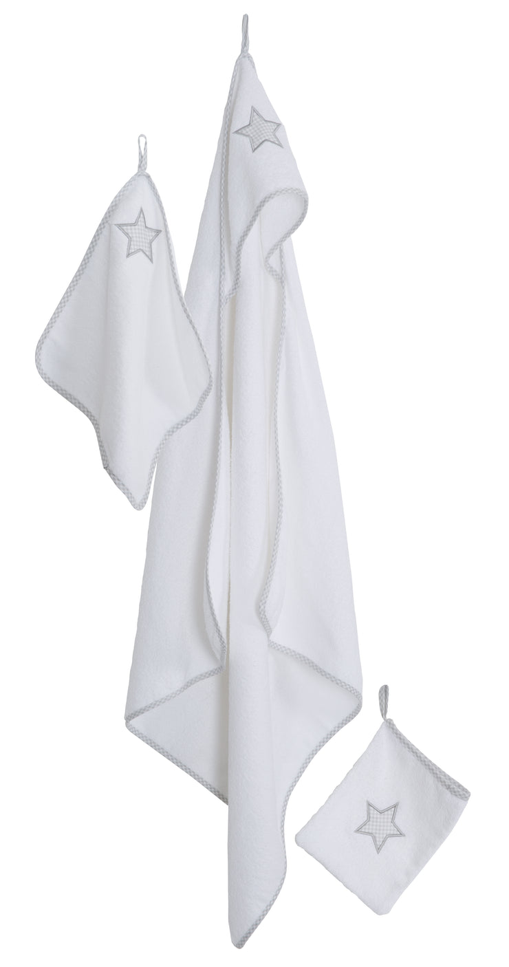 Serviette à serviette «petites étoiles», 3-PC., Terrye, serviette à capuche, serviette 30 x 30 cm, gant de toilette