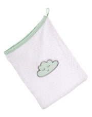 Lot de serviettes "Happy Cloud", 3 pièces, serviette à capuche, serviette de toilette 30 x 30 cm, gant de toilette