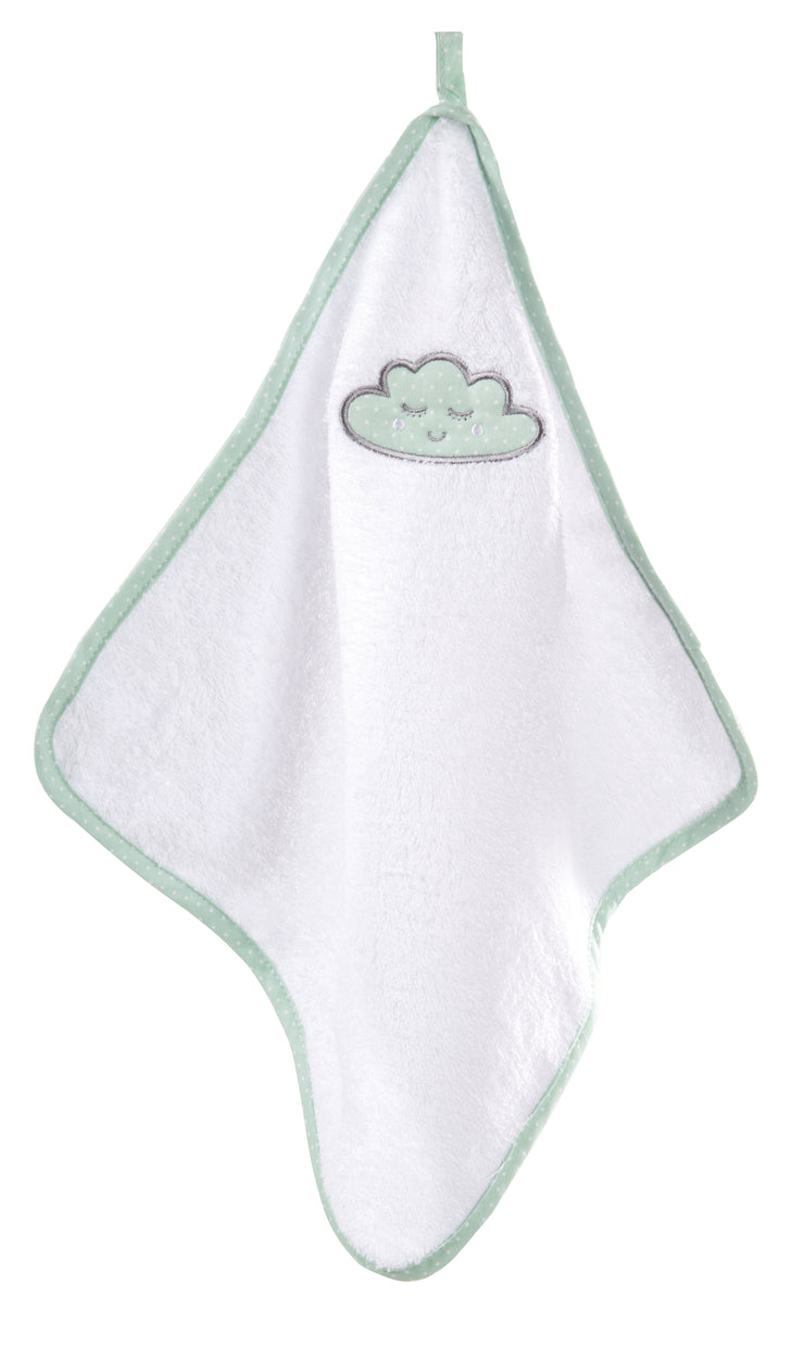 Lot de serviettes "Happy Cloud", 3 pièces, serviette à capuche, serviette de toilette 30 x 30 cm, gant de toilette