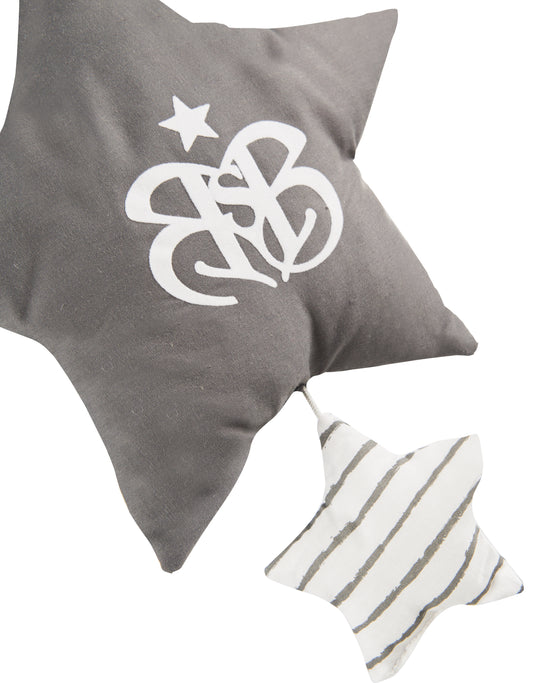 Spieluhr 'Rock Star Baby 3', Einschlafhilfe, Textil-Stern waschbar, Babyzimmer Deko grau / weiß