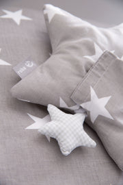 Boîte à musique "Little Stars", aide au sommeil, textile étoile lavable, décoration, gris/blanc