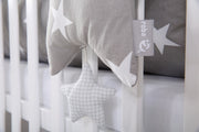 Spieluhr 'Little Stars', Einschlafhilfe, Textil-Stern waschbar, Babyzimmer Deko grau / weiß