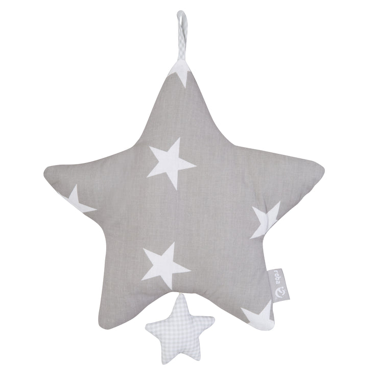 Caja de música 'Pequeñas estrellas', somnífero, estrella textil lavable, decoración de la habitación del bebé gris / blanco