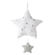 Spieluhr 'Sternenzauber grau', Einschlafhilfe, Textil-Stern waschbar, Babyzimmer Deko grau/weiß