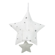 Music box 'Sternenzauber grau', sleep aid, washable textile star, baby room decoration gray / white