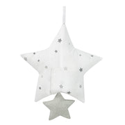 Boîte à musique 'Sternenzauber grau', aide au sommeil, étoile textile lavable, décoration chambre bébé gris / blanc