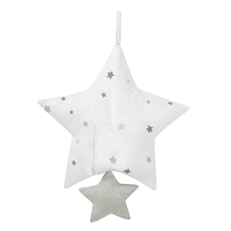 Music box 'Sternenzauber grau', sleep aid, washable textile star, baby room decoration gray / white