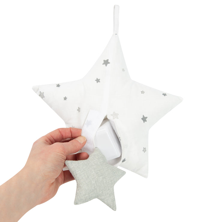 Moyalz 'Star Magic Gray', Sleep Aid, Textile Star Washable, Baby Room Decoration Grey / White