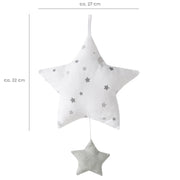 Music box 'Sternenzauber grau', sleep aid, washable textile star, baby room decoration gray / white