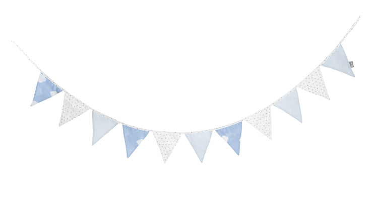 Chaîne violette `` Little Cloud Blue '', 12 Pennants (2 m), chaîne de longueur 3 m, décoration de chambre pour bébé et enfant