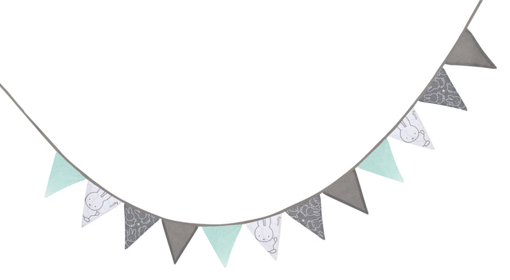 Pennant chain 'miffy®', fabric garland, 100% cotton, 12 pennants on approx. 2 m, total length 3 m