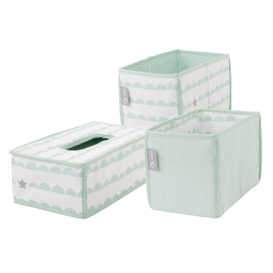 Set organizer per la cura 'Happy Cloud', 3 pezzi, 2 scatole per pannolini e accessori, 1 scatola per la salviettina umidificata, menta