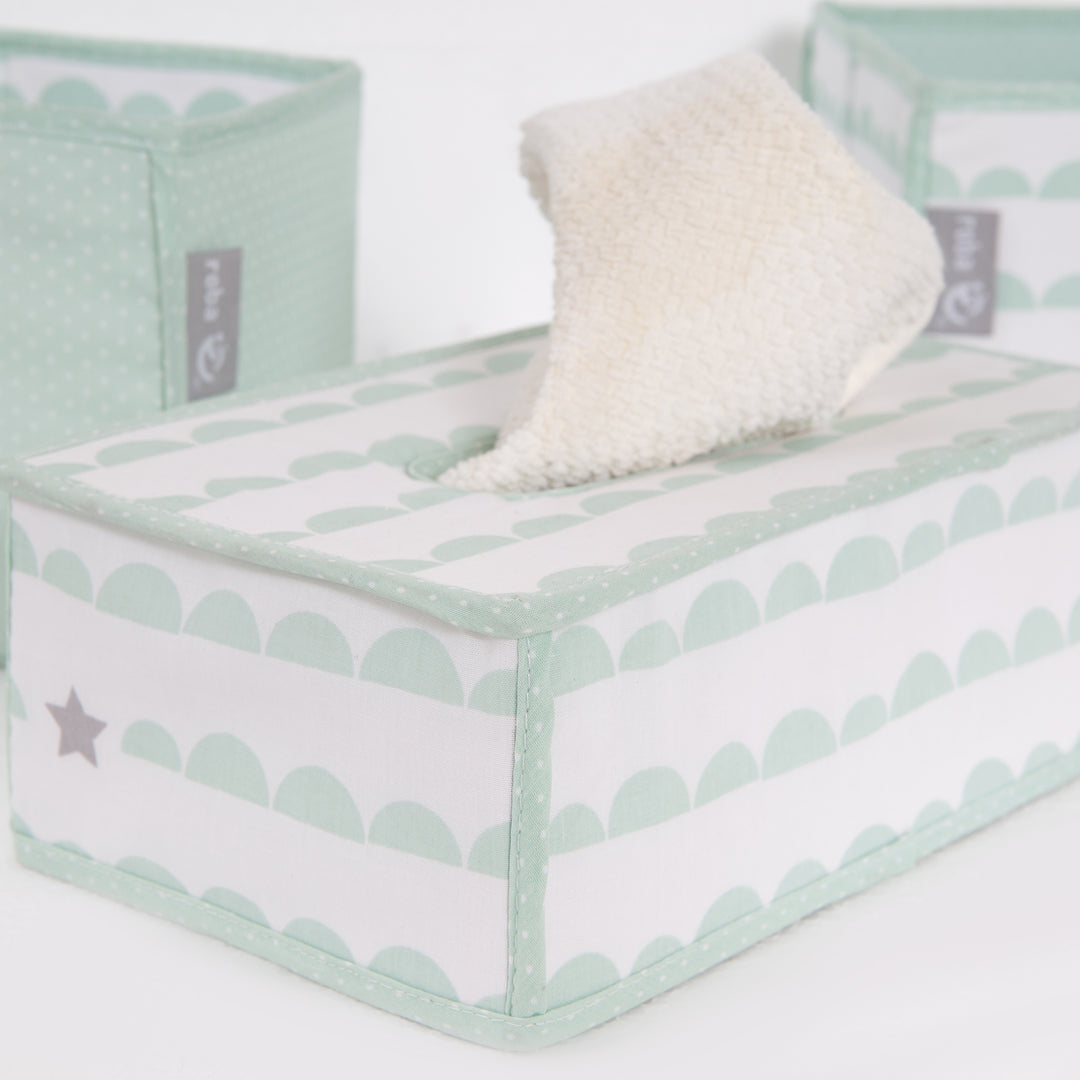 Set organizer per la cura 'Happy Cloud', 3 pezzi, 2 scatole per pannolini e accessori, 1 scatola per la salviettina umidificata, menta