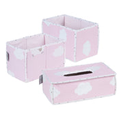 Care Organizer Set 'Small Cloud Pink', 3-pcs, 2 boxes for nappies & accessories, 1 wet wipe box