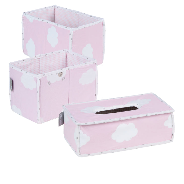 Juego de organizador de cuidados 'Little Cloud Pink', 3 piezas, 2 cajas para pañales y accesorios, 1 caja para toallitas húmedas