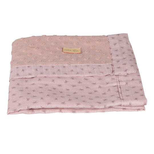 Couverture bio 'Lil Planet' 80 x 80 cm - Pois éponge - Coton biologique GOTS - Rose