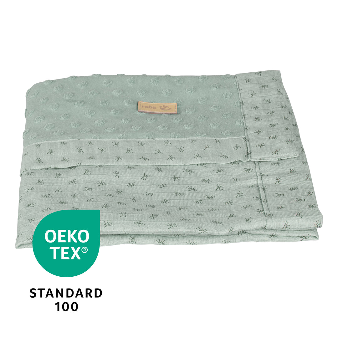 Organic Decke 'Lil Planet' frosty green, Terry Dots, Bio-Baumwolle, GOTS zertifiziert, 80 x 80 cm