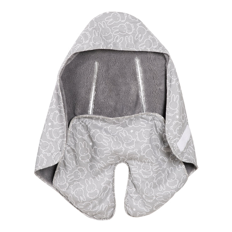 Baby Impact manta 'Miffy®' con ranuras para correas para todos los asientos y cochecitos del automóvil, gris