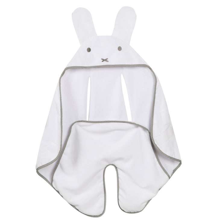 Couverture enveloppante "miffy®" avec fentes pour ceintures de sécurité pour tous les sièges de voiture et poussettes, blanc