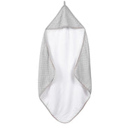 Asciugamano organico con cappuccio "Lil Planet" grigio argento, tessuto mussola, cotone biologico, GOTS, 80 x 80 cm