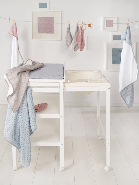 Serviette à capuche 'Lil Planet' 80 x 80 cm - Mousseline en coton biologique certifié GOTS - Gris argenté