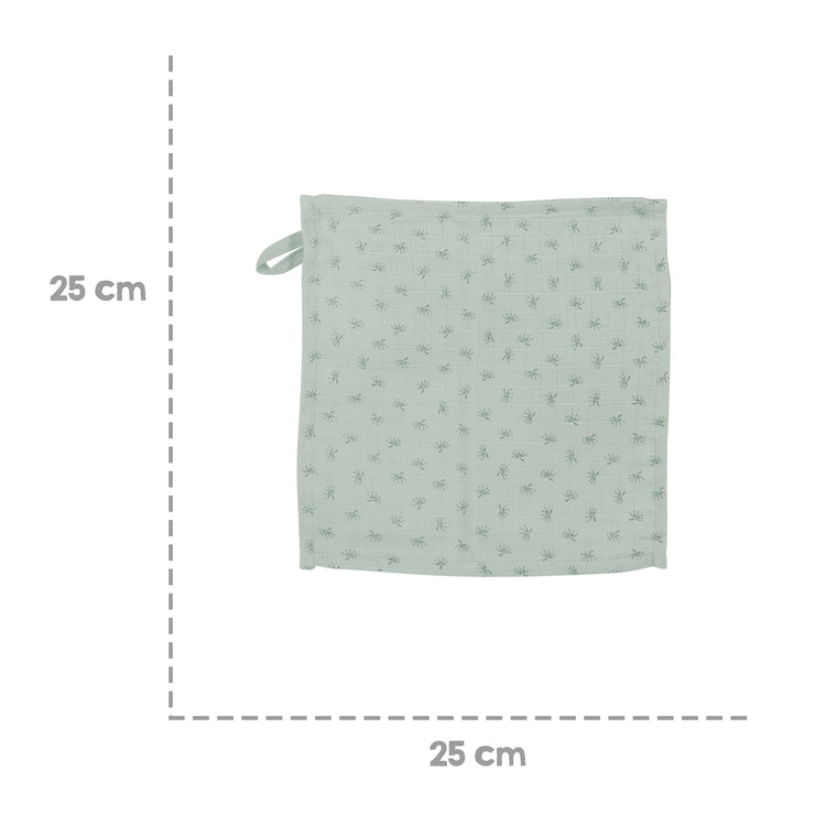 Organic 5 set waschlappen 'lil planet' grepty vert, mouselin, coton biologique, gots, 25 x 25 cm