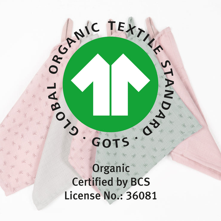 Organic 5 set waschlappen 'lil planet' grepty vert, mouselin, coton biologique, gots, 25 x 25 cm