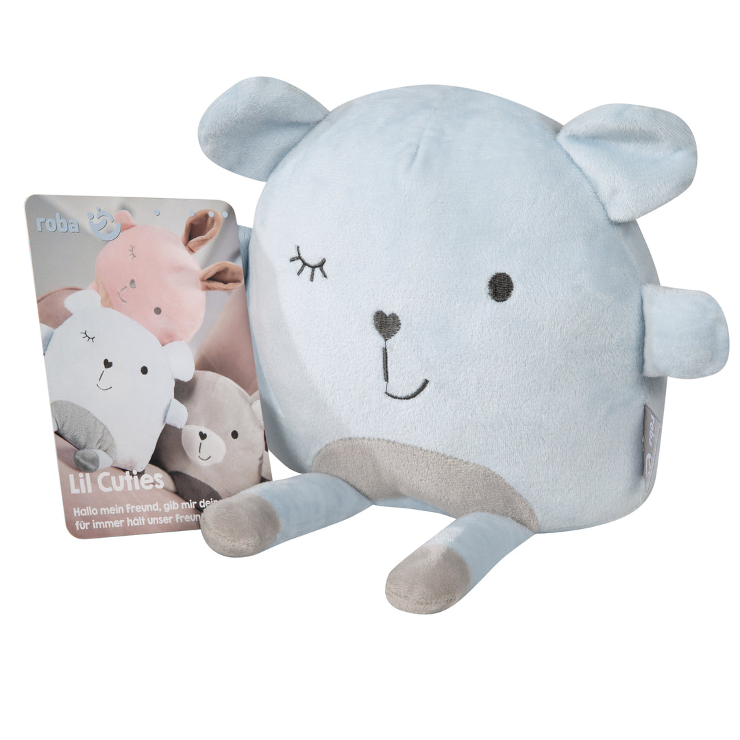 Cojín de peluche 'Lil Cuties', peluche 'Benny' con tarjeta de amistad, Azul Claro/Cielo