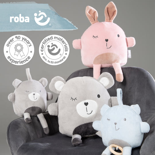 Cojín de peluche 'Lil Cuties', peluche 'Benny' con tarjeta de amistad, Azul Claro/Cielo