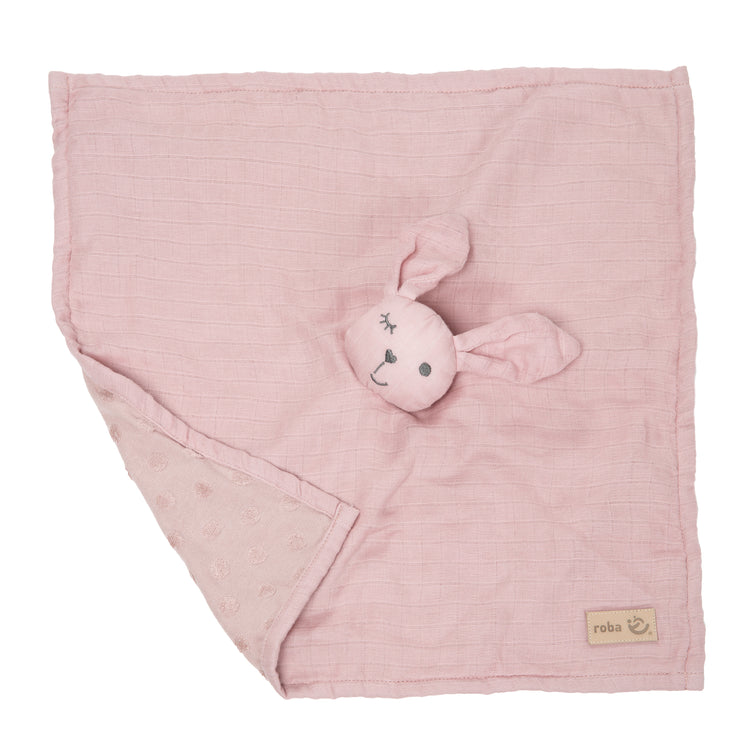 Organic cuddly blanket 'Lil Planet' pink/mauve, 40 x 40 cm, muslin & jersey, GOTS certified