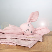 Organic cuddly blanket 'Lil Planet' pink/mauve, 40 x 40 cm, muslin & jersey, GOTS certified