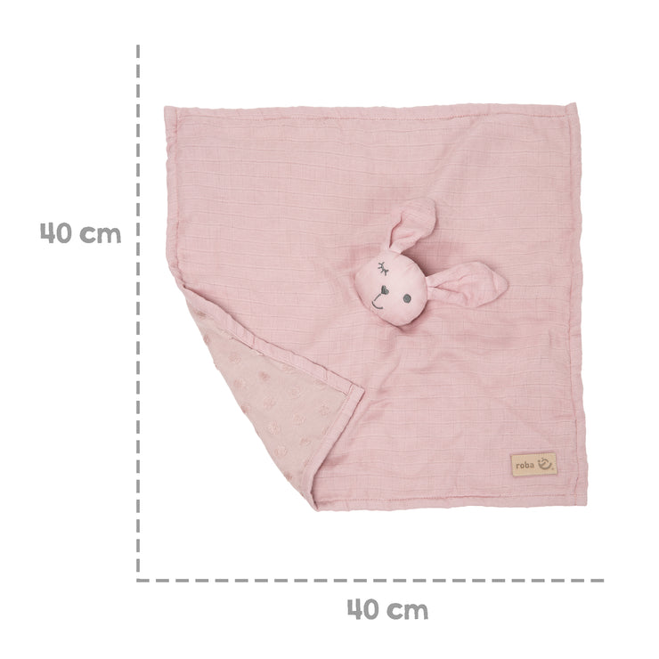 Organic cuddly blanket 'Lil Planet' pink/mauve, 40 x 40 cm, muslin & jersey, GOTS certified