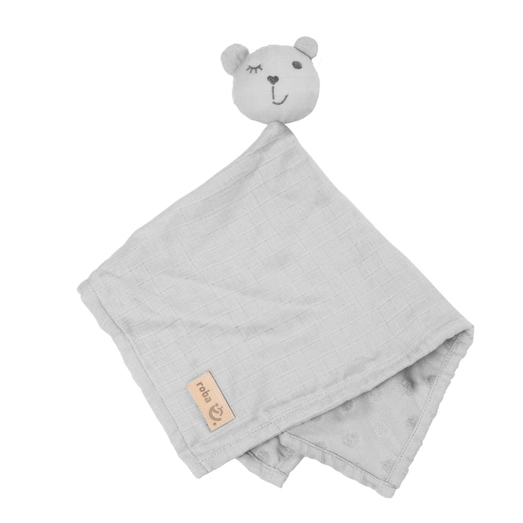 Organic cuddly blanket 'Lil Planet' silver-gray, 40 x 40 cm, muslin & jersey, GOTS certified