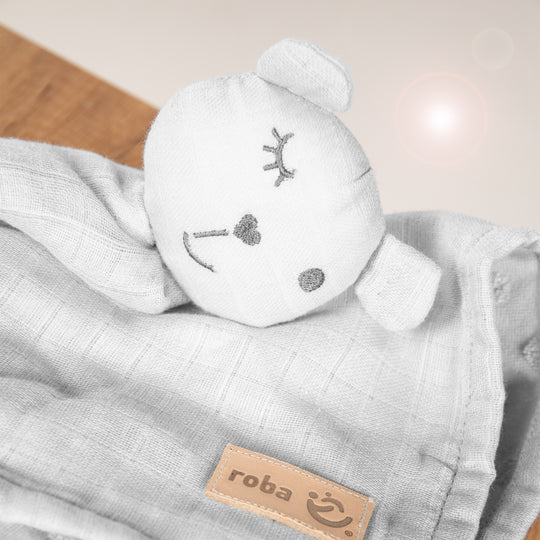 Organic Comforter 'Lil Planet' Silver Grey, 40 x 40 cm, Muslin & Jersey, GOTS Certified