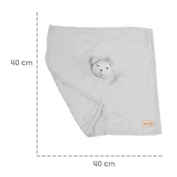 Organic cuddly cloth 'Lil Planet' silver gray, 40 x 40 cm, Musselin & Jersey, GOTS certified