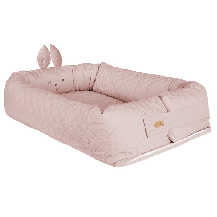 Baby lounge 'roba Style', cuddle nest with bunny face 'Lily', pink, travel cot, changing mat