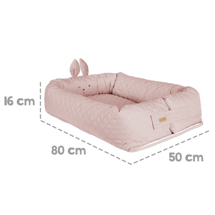 Baby lounge 'roba Style', cuddle nest with bunny face 'Lily', pink, travel cot, changing mat