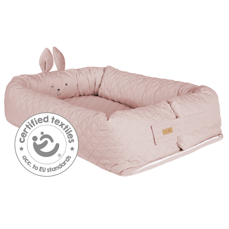Baby lounge 'roba Style', cuddle nest with bunny face 'Lily', pink, travel cot, changing mat