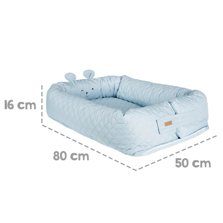 Babylounge 'roba Style', Nest mit Bärengesicht 'Benny', hellblau, Reisebett, Wickelauflage