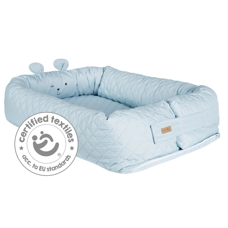 Baby lounge 'roba Style', nest with bear face 'Benny', light blue, travel cot, changing mat