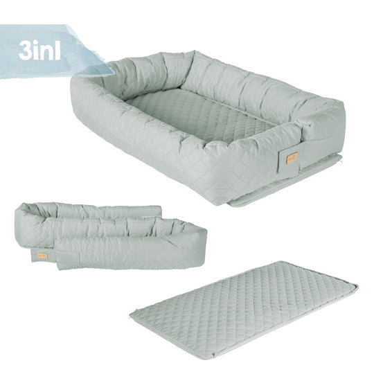Babylounge 3 in 1 Greenne gelido 'in stile roba' - lettino da viaggio, serpente da letto o avvolgimento