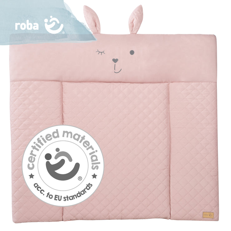 Colchón cambiador suave 'roba Style' rosa, 85 x 75 cm, limpiable, con cara de conejo 'Lily'