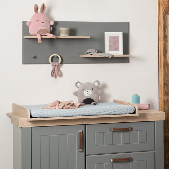 Housse extensible pour matelas à langer 'Lil Planet' - 85 x 75 cm - Jersey biologique GOTS - Bleu clair