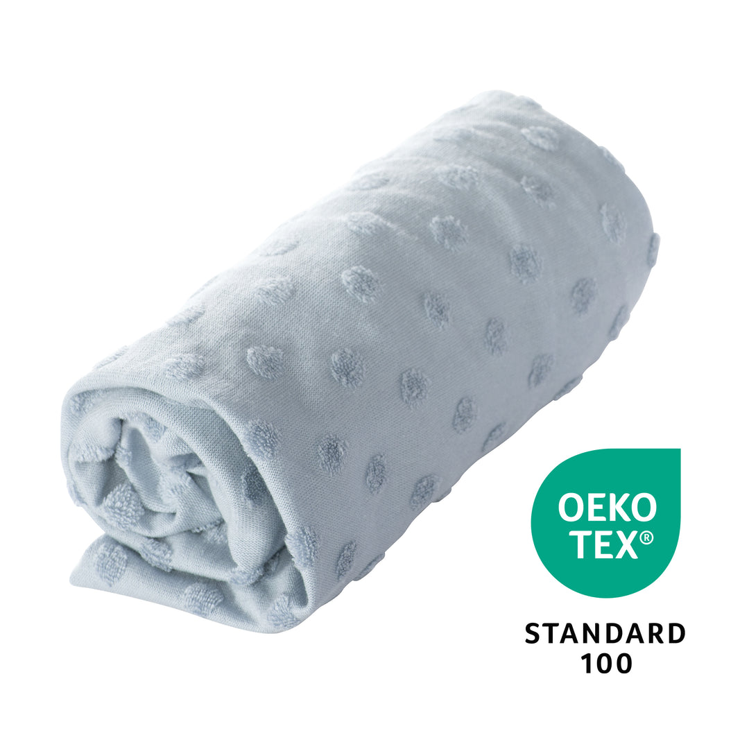 Housse extensible pour matelas à langer 'Lil Planet' - 85 x 75 cm - Jersey biologique GOTS - Bleu clair