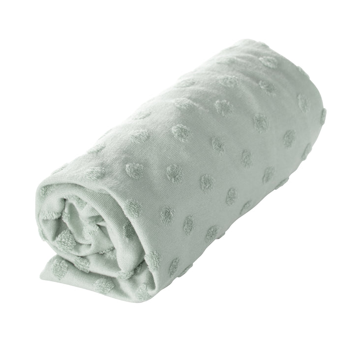 Couvercle de serrage organique pour l'égardage des pads 'Lil Planet' vert glacial, bio-jersey, gots, 75 x 85 cm